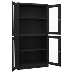 vidaXL Büroschrank Anthrazit 90x40x180 cm Stahl und Hartglas