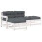 vidaXL 4-tlg. Garten-Lounge-Set mit Kissen Weiß Massivholz vidaXL 4-tlg. Garten-Lounge-Set mit Kissen Weiß Massivholz