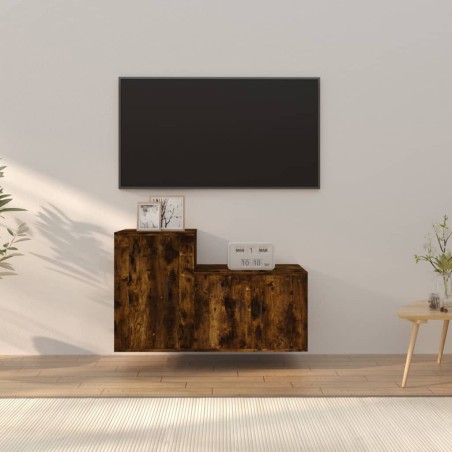 vidaXL 2-tlg. TV-Schrank-Set Räuchereiche Holzwerkstoff