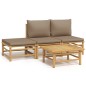 vidaXL 4-tlg. Garten-Lounge-Set mit Taupe Kissen Bambus vidaXL 4-tlg. Garten-Lounge-Set mit Taupe Kissen Bambus