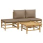 vidaXL 4-tlg. Garten-Lounge-Set mit Taupe Kissen Bambus vidaXL 4-tlg. Garten-Lounge-Set mit Taupe Kissen Bambus