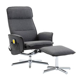Massagesessel mit Fußhocker Dunkelgrau und Schwarz Stoff