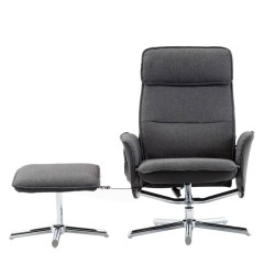 Massagesessel mit Fußhocker Dunkelgrau und Schwarz Stoff