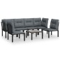 vidaXL 7-tlg. Garten-Lounge-Set Schwarz und Grau Poly Rattan vidaXL 7-tlg. Garten-Lounge-Set Schwarz und Grau Poly Rattan