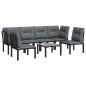 vidaXL 7-tlg. Garten-Lounge-Set Schwarz und Grau Poly Rattan vidaXL 7-tlg. Garten-Lounge-Set Schwarz und Grau Poly Rattan
