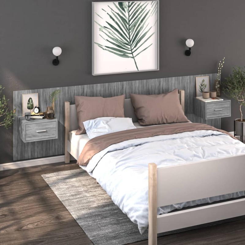 vidaXL Wand-Nachttische 2 Stk. Grau Sonoma vidaXL Wand-Nachttische 2 Stk. Grau Sonoma