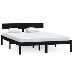 vidaXL Massivholzbett Schwarz Kiefer 120x200 cm