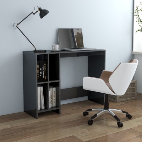 vidaXL Computertisch Hochglanz-Grau 102,5x35x75 cm Holzwerkstoff