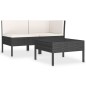 3-tlg. Garten-Lounge-Set mit Auflagen Poly Rattan Schwarz 3-tlg. Garten-Lounge-Set mit Auflagen Poly Rattan Schwarz