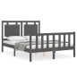 vidaXL Massivholzbett mit Kopfteil Grau 140x190 cm vidaXL Massivholzbett mit Kopfteil Grau 140x190 cm