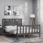 vidaXL Massivholzbett mit Kopfteil Grau 140x190 cm vidaXL Massivholzbett mit Kopfteil Grau 140x190 cm