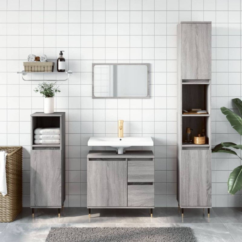 vidaXL Badschrank Grau Sonoma 65x33x60 cm Holzwerkstoff vidaXL Badschrank Grau Sonoma 65x33x60 cm Holzwerkstoff