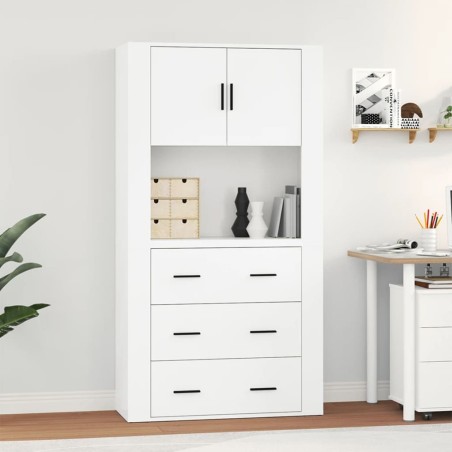 vidaXL Highboard Hochglanz-Weiß Holzwerkstoff