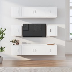 vidaXL 8-tlg. TV-Schrank-Set Weiß Holzwerkstoff