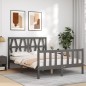 vidaXL Massivholzbett mit Kopfteil Grau 140x190 cm vidaXL Massivholzbett mit Kopfteil Grau 140x190 cm