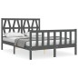 vidaXL Massivholzbett mit Kopfteil Grau 140x190 cm vidaXL Massivholzbett mit Kopfteil Grau 140x190 cm