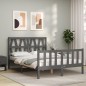 vidaXL Massivholzbett mit Kopfteil Grau 140x190 cm vidaXL Massivholzbett mit Kopfteil Grau 140x190 cm