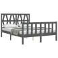 vidaXL Massivholzbett mit Kopfteil Grau 140x190 cm vidaXL Massivholzbett mit Kopfteil Grau 140x190 cm