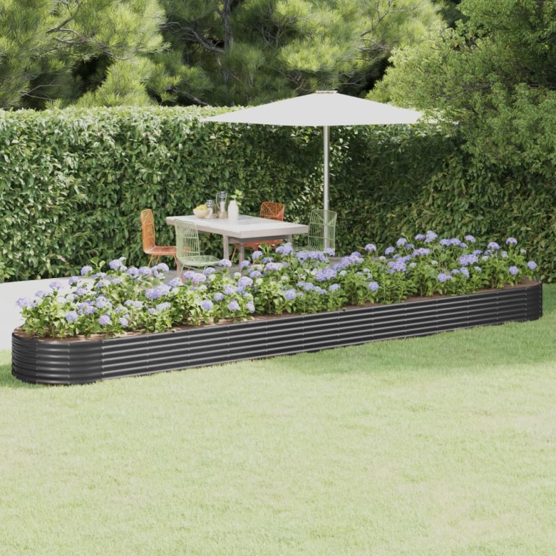 vidaXL Hochbeet Pulverbeschichteter Stahl 544x100x36 cm Anthrazit vidaXL Hochbeet Pulverbeschichteter Stahl 544x100x36 cm Anthrazit