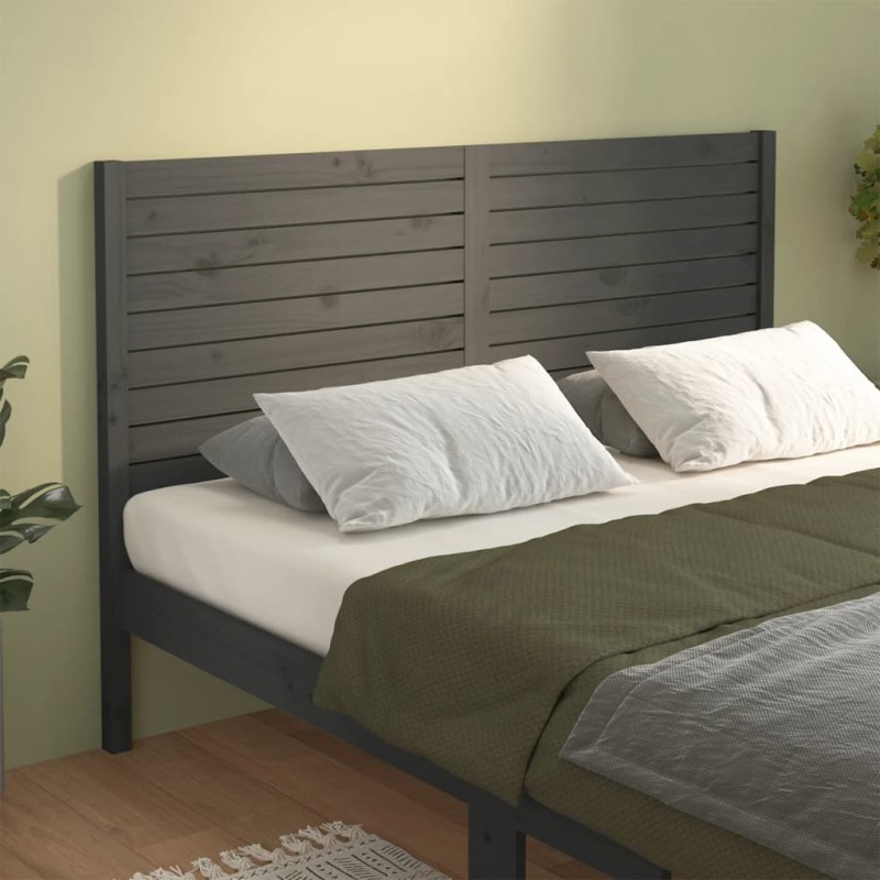 vidaXL Kopfteil Grau 126x4x100 cm Massivholz Kiefer