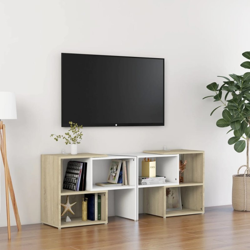 vidaXL TV-Schrank Weiß und Sonoma-Eiche 104x30x52cm Holzwerkstoff vidaXL TV-Schrank Weiß und Sonoma-Eiche 104x30x52cm Holzwerkstoff