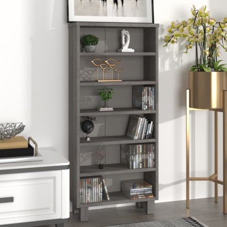 vidaXL CD-Schrank HAMAR Hellgrau 45x18x100 cm Massivholz Kiefer