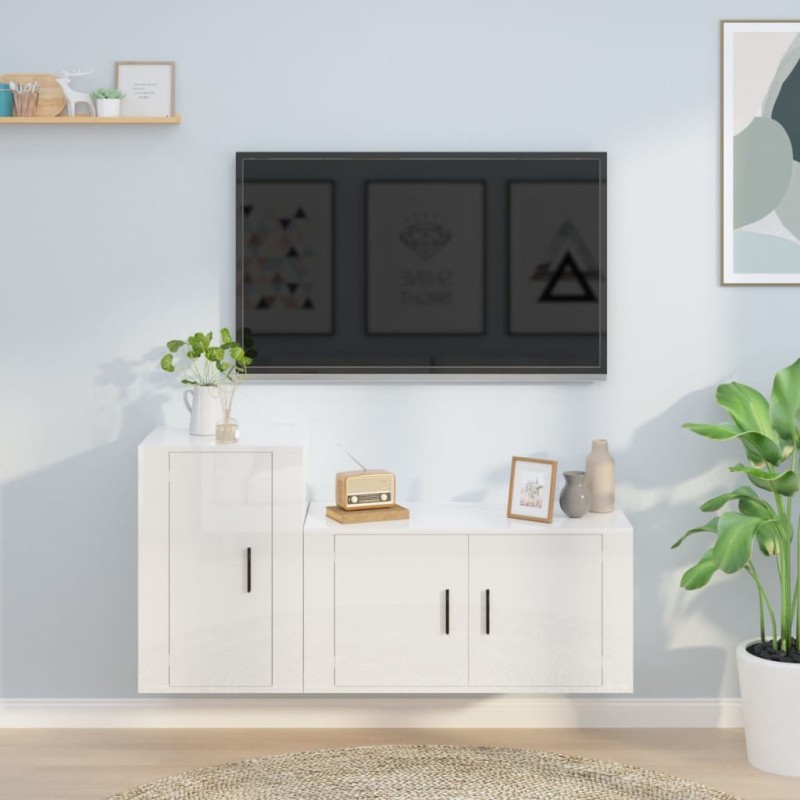 vidaXL 2-tlg. TV-Schrank-Set Hochglanz-Weiß Holzwerkstoff vidaXL 2-tlg. TV-Schrank-Set Hochglanz-Weiß Holzwerkstoff