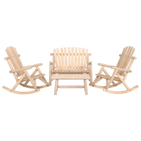 vidaXL 4-tlg. Garten-Lounge-Set Massivholz Fichte