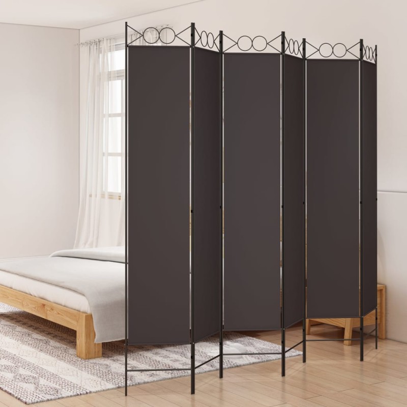 vidaXL 6-tlg. Paravent Braun 200x220 cm Stoff vidaXL 6-tlg. Paravent Braun 200x220 cm Stoff