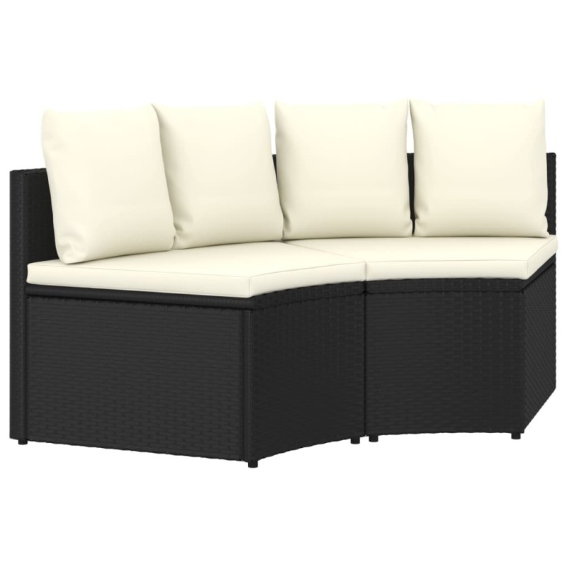 2-tlg. Garten-Sofagarnitur mit Auflagen Poly Rattan Schwarz 2-tlg. Garten-Sofagarnitur mit Auflagen Poly Rattan Schwarz