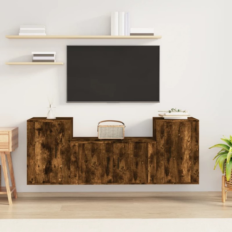 vidaXL 3-tlg. TV-Schrank-Set Räuchereiche Holzwerkstoff vidaXL 3-tlg. TV-Schrank-Set Räuchereiche Holzwerkstoff
