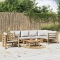 vidaXL 7-tlg. Garten-Lounge-Set mit Hellgrauen Kissen Bambus vidaXL 7-tlg. Garten-Lounge-Set mit Hellgrauen Kissen Bambus