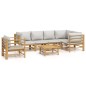 vidaXL 7-tlg. Garten-Lounge-Set mit Hellgrauen Kissen Bambus vidaXL 7-tlg. Garten-Lounge-Set mit Hellgrauen Kissen Bambus