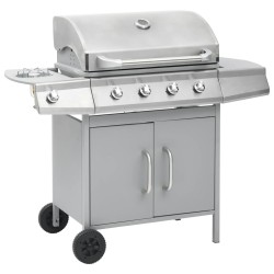 Gasgrill 4+1 Brenner Silbern Edelstahl