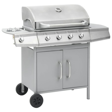 Gasgrill 4+1 Brenner Silbern Edelstahl