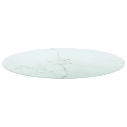 vidaXL Tischplatte Weiß Ø90x1 cm Hartglas in Marmoroptik
