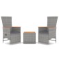 vidaXL 3-tlg. Garten-Lounge-Set Grau Poly Rattan & Massivholz Akazie vidaXL 3-tlg. Garten-Lounge-Set Grau Poly Rattan & Massivholz Akazie