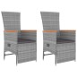 vidaXL 3-tlg. Garten-Lounge-Set Grau Poly Rattan & Massivholz Akazie vidaXL 3-tlg. Garten-Lounge-Set Grau Poly Rattan & Massivholz Akazie
