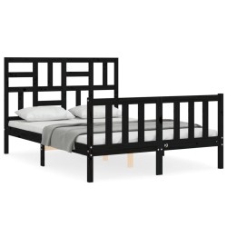 vidaXL Massivholzbett mit Kopfteil Schwarz 120x200 cm