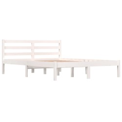 vidaXL Massivholzbett Kiefer 135x190 cm Weiß