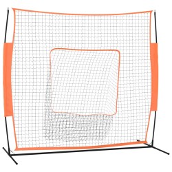 vidaXL Baseball-Netz Tragbar Rot Schwarz 219x107x212cm Stahl Polyester 