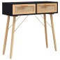 vidaXL Konsolentisch Schwarz 80x30x75cm Massivholz Kiefer Natur-Rattan vidaXL Konsolentisch Schwarz 80x30x75cm Massivholz Kiefer Natur-Rattan