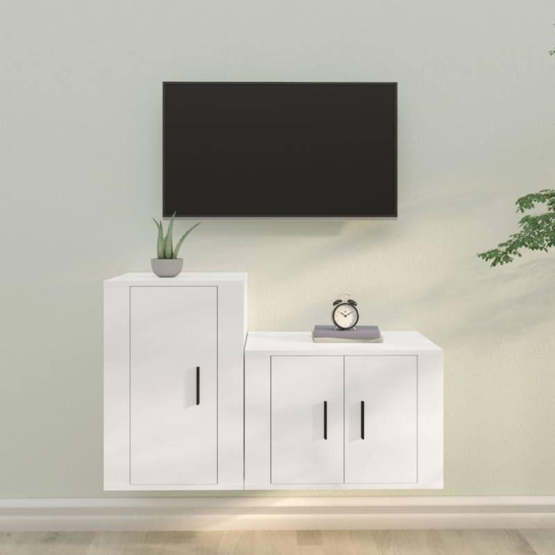 vidaXL 2-tlg. TV-Schrank-Set Weiß Holzwerkstoff vidaXL 2-tlg. TV-Schrank-Set Weiß Holzwerkstoff
