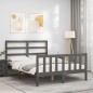 vidaXL Massivholzbett mit Kopfteil Grau 140x190 cm vidaXL Massivholzbett mit Kopfteil Grau 140x190 cm