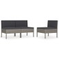 Gartenstühle 3 Stk. mit Auflagen Poly Rattan Grau Gartenstühle 3 Stk. mit Auflagen Poly Rattan Grau