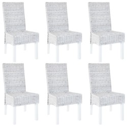 vidaXL Esszimmerstühle 6 Stk. Hellbraun Kubu Rattan und Mangoholz 