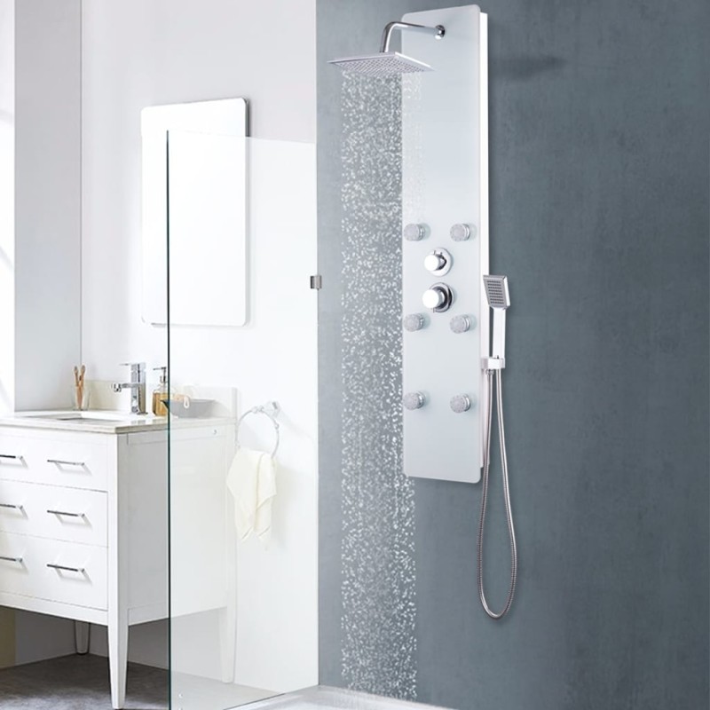 vidaXL Duschpaneel Glas 25×44,6×130 cm Weiß vidaXL Duschpaneel Glas 25×44,6×130 cm Weiß