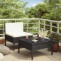 2-tlg. Garten-Lounge-Set mit Auflagen Poly Rattan Schwarz 2-tlg. Garten-Lounge-Set mit Auflagen Poly Rattan Schwarz