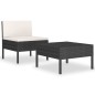 2-tlg. Garten-Lounge-Set mit Auflagen Poly Rattan Schwarz 2-tlg. Garten-Lounge-Set mit Auflagen Poly Rattan Schwarz
