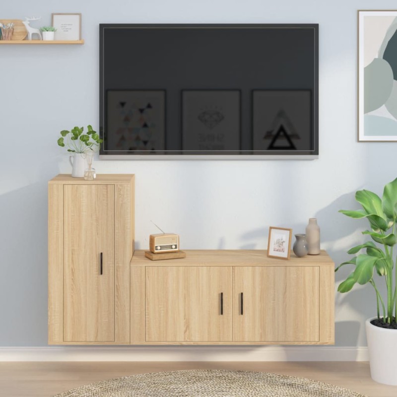vidaXL 2-tlg. TV-Schrank-Set Sonoma-Eiche Holzwerkstoff vidaXL 2-tlg. TV-Schrank-Set Sonoma-Eiche Holzwerkstoff